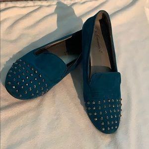 Turquoise Studded Tow Loafers